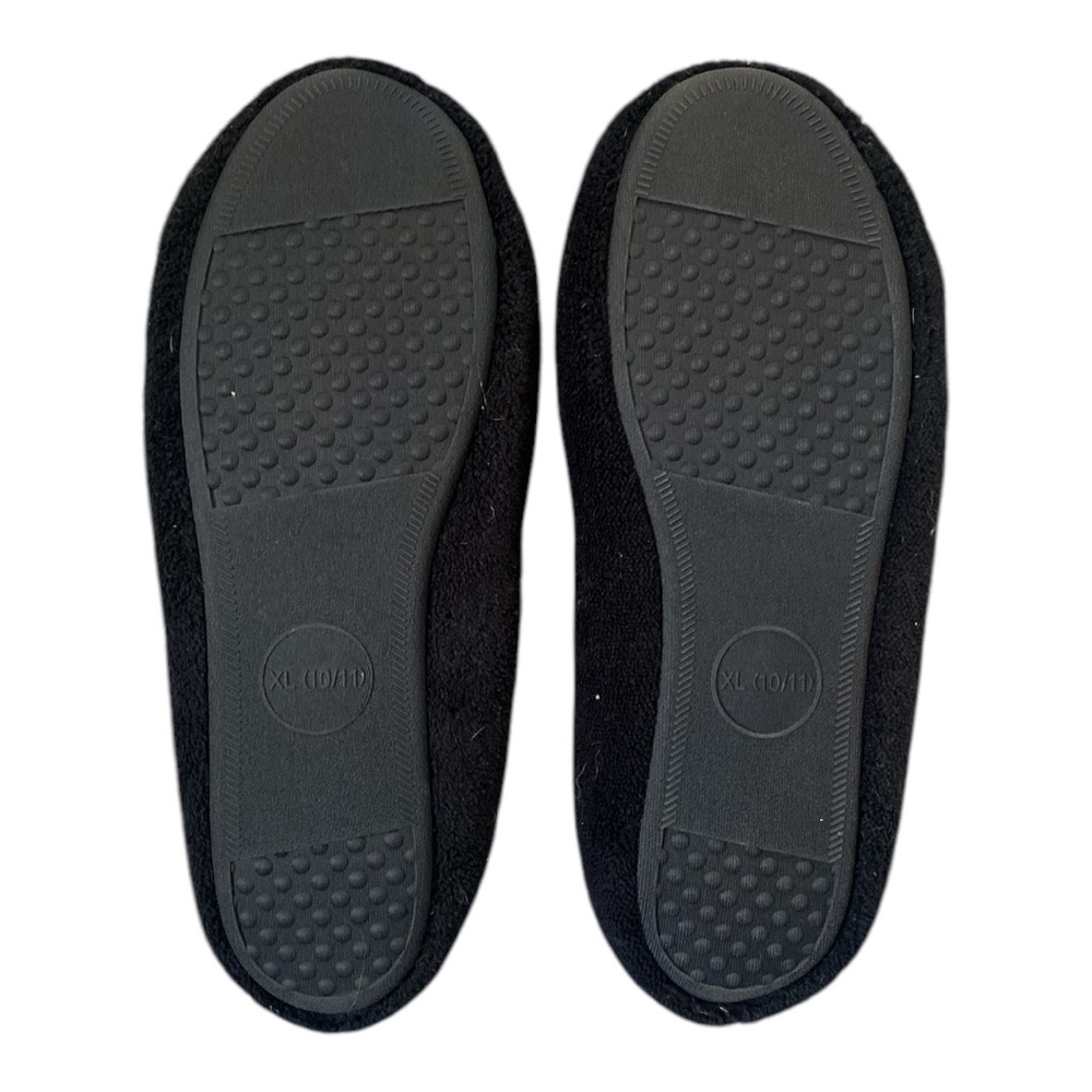 Goldtoe Black Fuzzy Slippers with Bow
